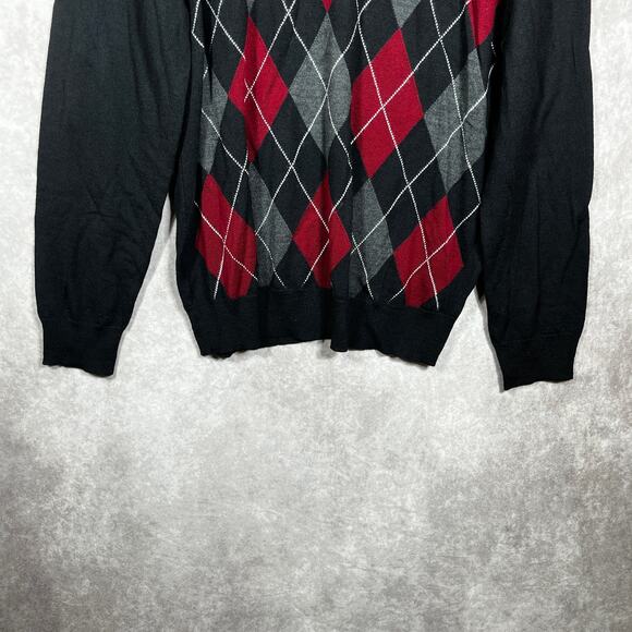 INC International Concepts Merino Wool Sweater Mens Size XL‎ Black Argyle Blend - Picture 3 of 9